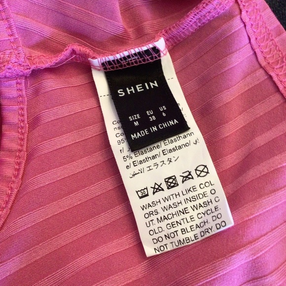 NWOT SHEIN EZwear Womens Pink Ribbed Tie Back Crop Tank Top Size Medium - Picture 7 of 10